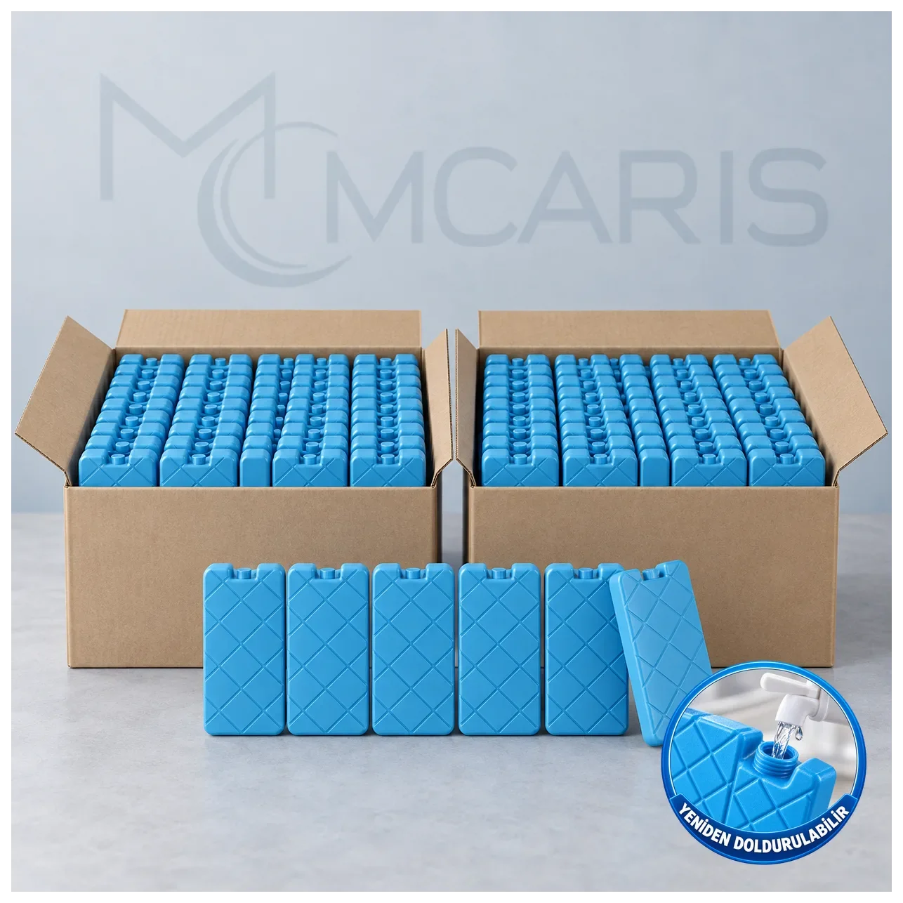 100'lü Doldurulabilir Buz Aküsü Seti - Dondurucu Buz Kasedi Ice Box Soğutucu Blok (Mavi) - MCARIS Medikal Buz Aküleri ve Soğutucular
