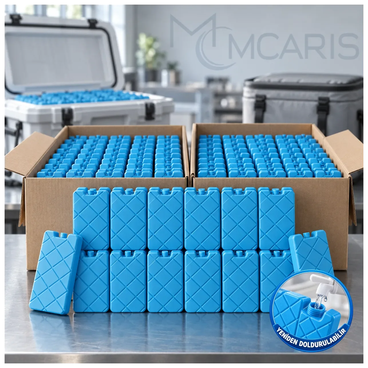 100'lü Doldurulabilir Buz Aküsü Seti - Dondurucu Buz Kasedi Ice Box Soğutucu Blok (Mavi) - Küçük Önizleme 2