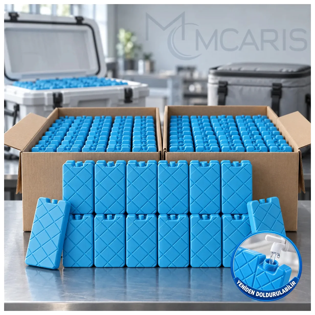 100'lü Doldurulabilir Buz Aküsü Seti - Dondurucu Buz Kasedi Ice Box Soğutucu Blok (Mavi) (Kargo Dahi - Küçük Önizleme 2