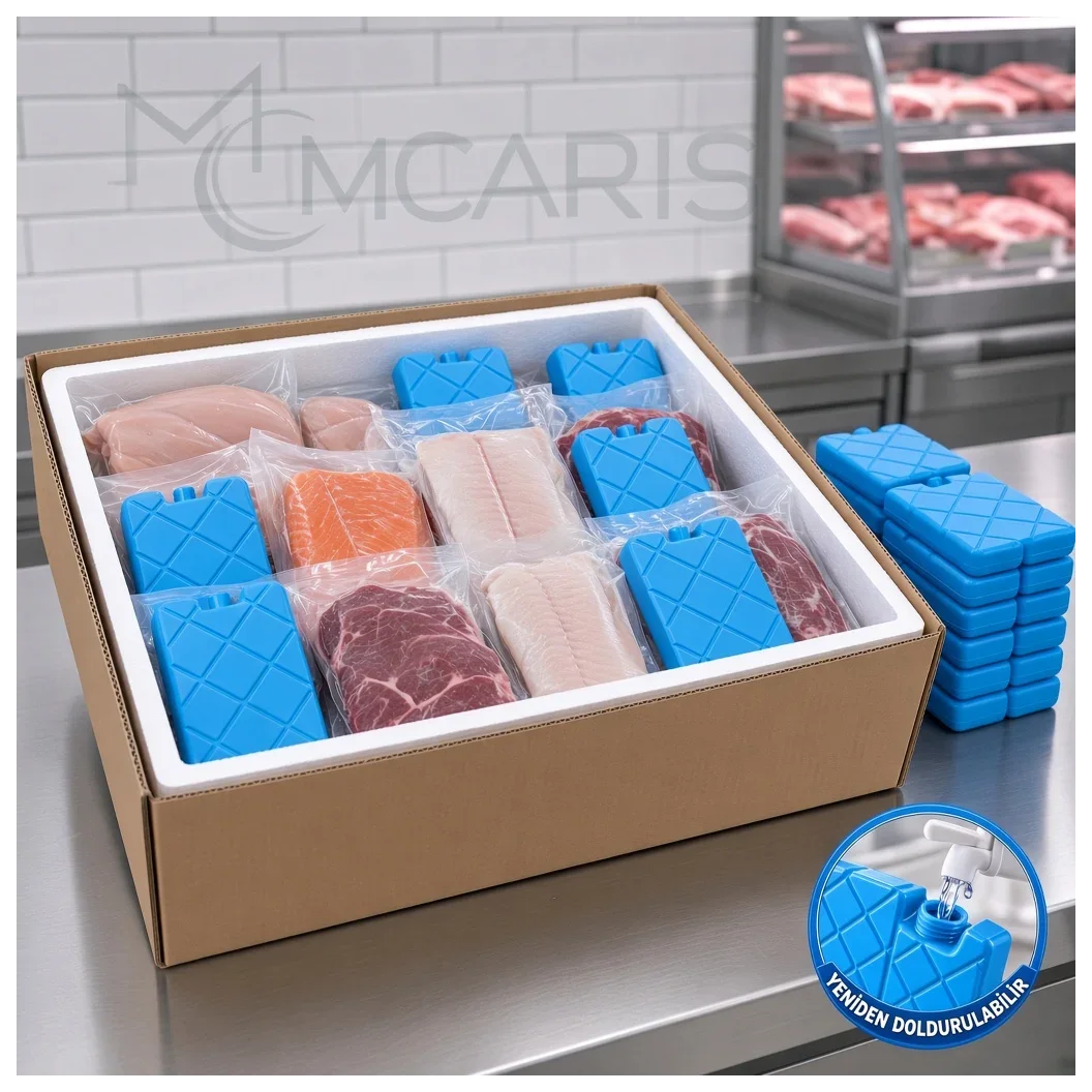 20'li Doldurulabilir Buz Aküsü Seti - Dondurucu Buz Kasedi Ice Box Soğutucu Blok (Mavi) - Küçük Önizleme 2