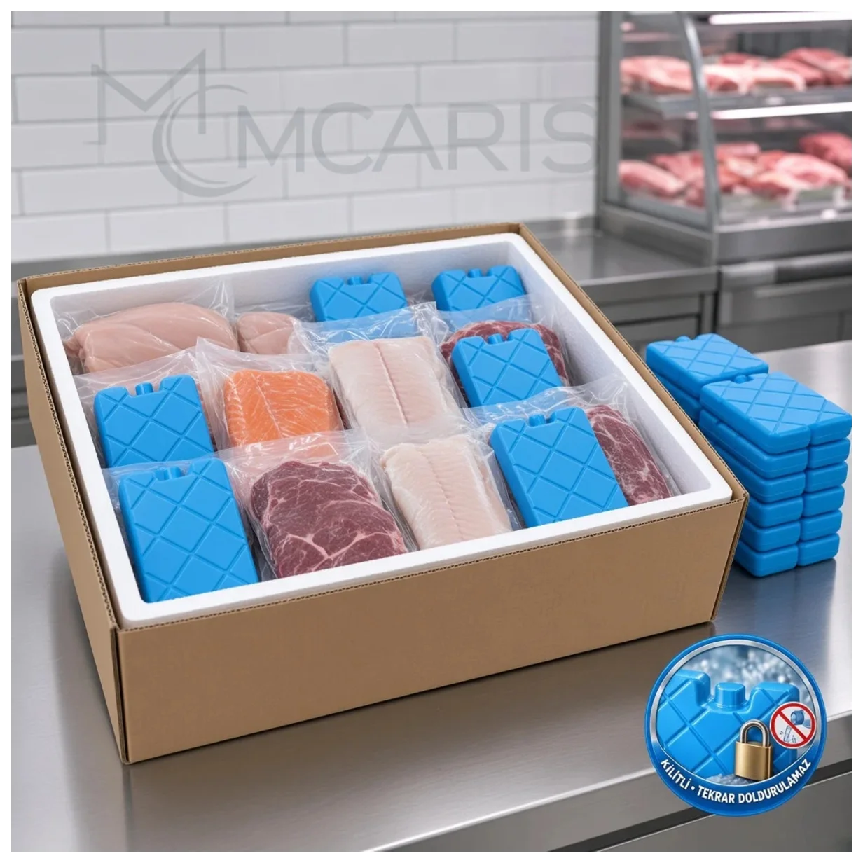 20'li Kilitli Buz Aküsü Seti - Dondurucu Buz Kasedi Ice Box Soğutucu Blok (Mavi) (Kargo Dahil) - Küçük Önizleme 2