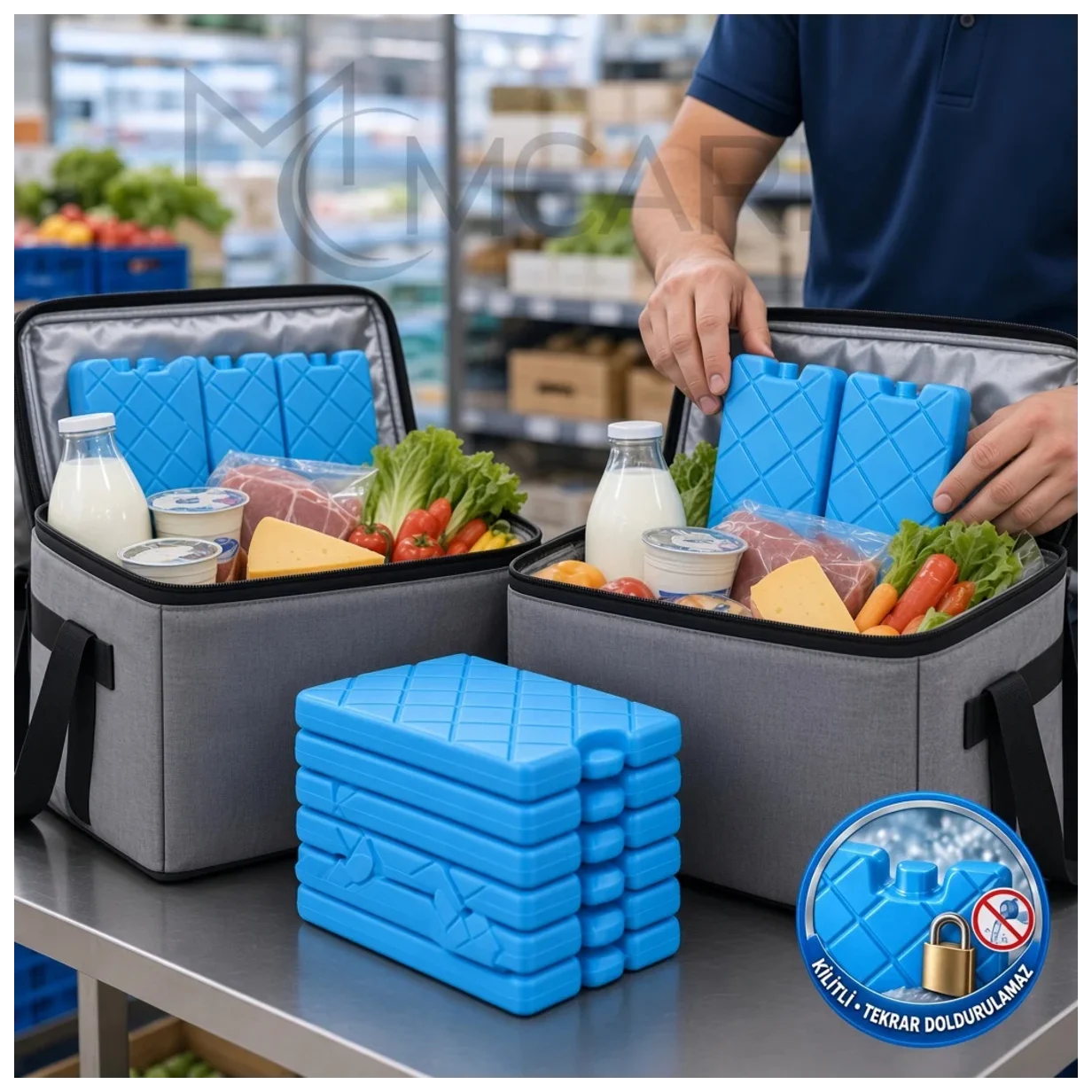 20'li Kilitli Buz Aküsü Seti - Dondurucu Buz Kasedi Ice Box Soğutucu Blok (Mavi) (Kargo Hariç) - Küçük Önizleme 3