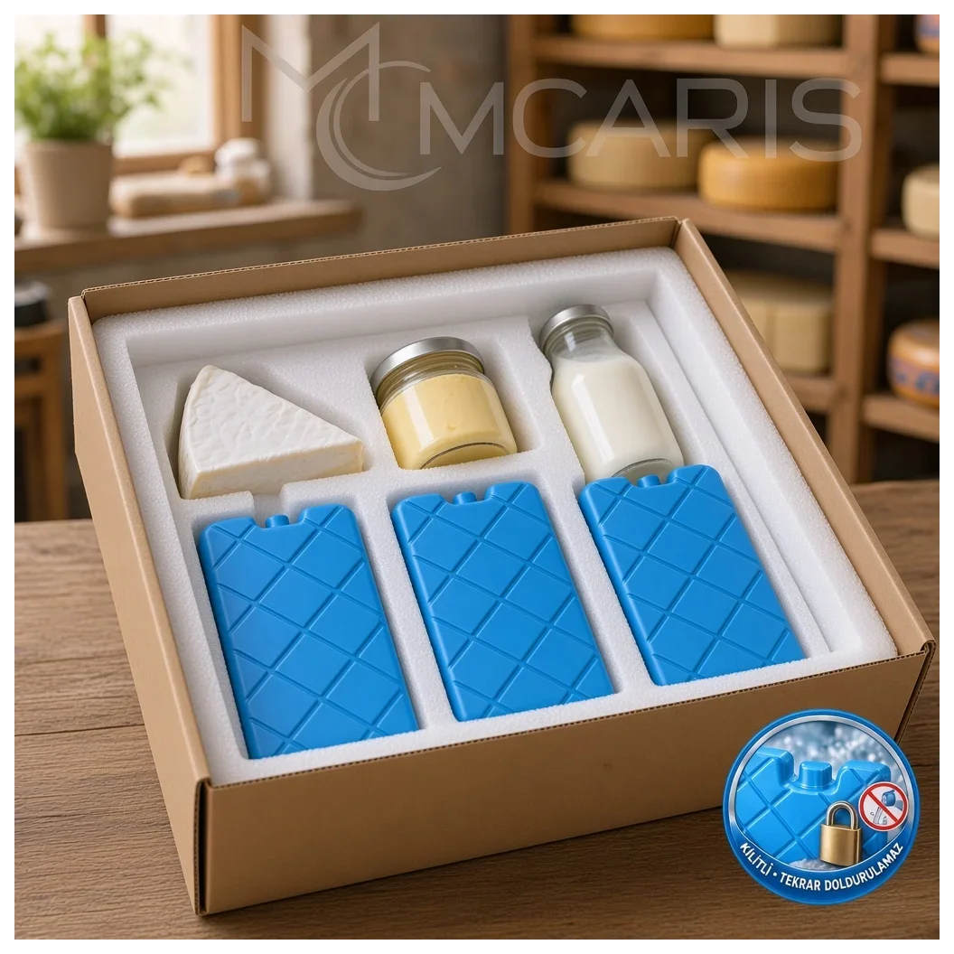 3'lü Kilitli Buz Aküsü Seti - Dondurucu Buz Kasedi Ice Box Soğutucu Blok (Mavi) - Küçük Önizleme 3