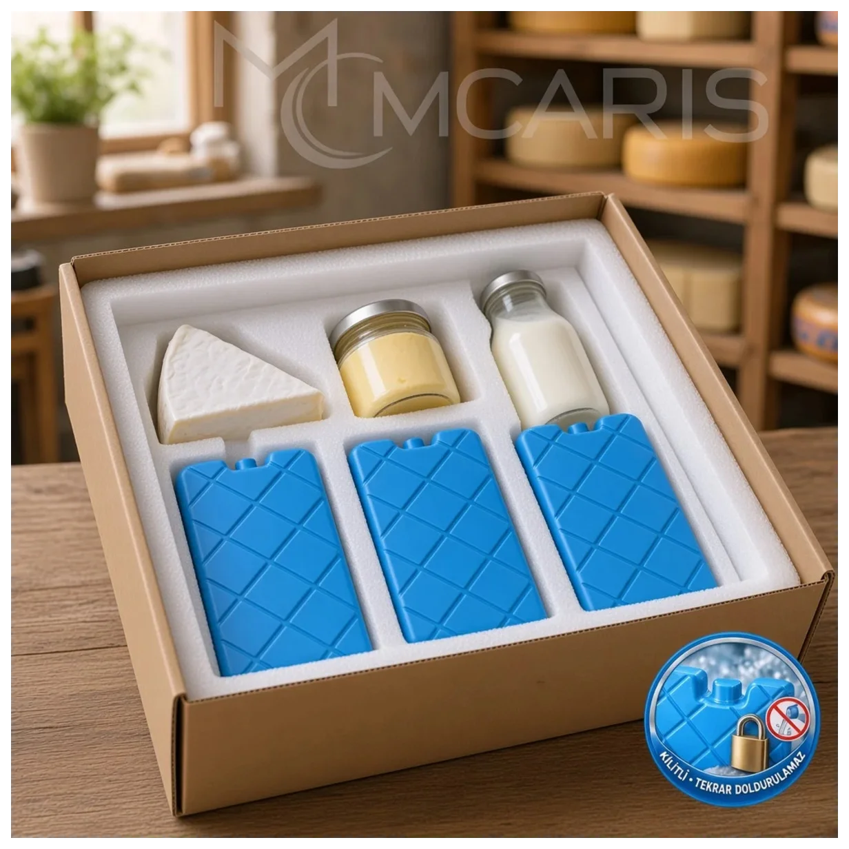 3'lü Kilitli Buz Aküsü Seti - Dondurucu Buz Kasedi Ice Box Soğutucu Blok (Mavi) (Kargo Hariç) - Küçük Önizleme 3
