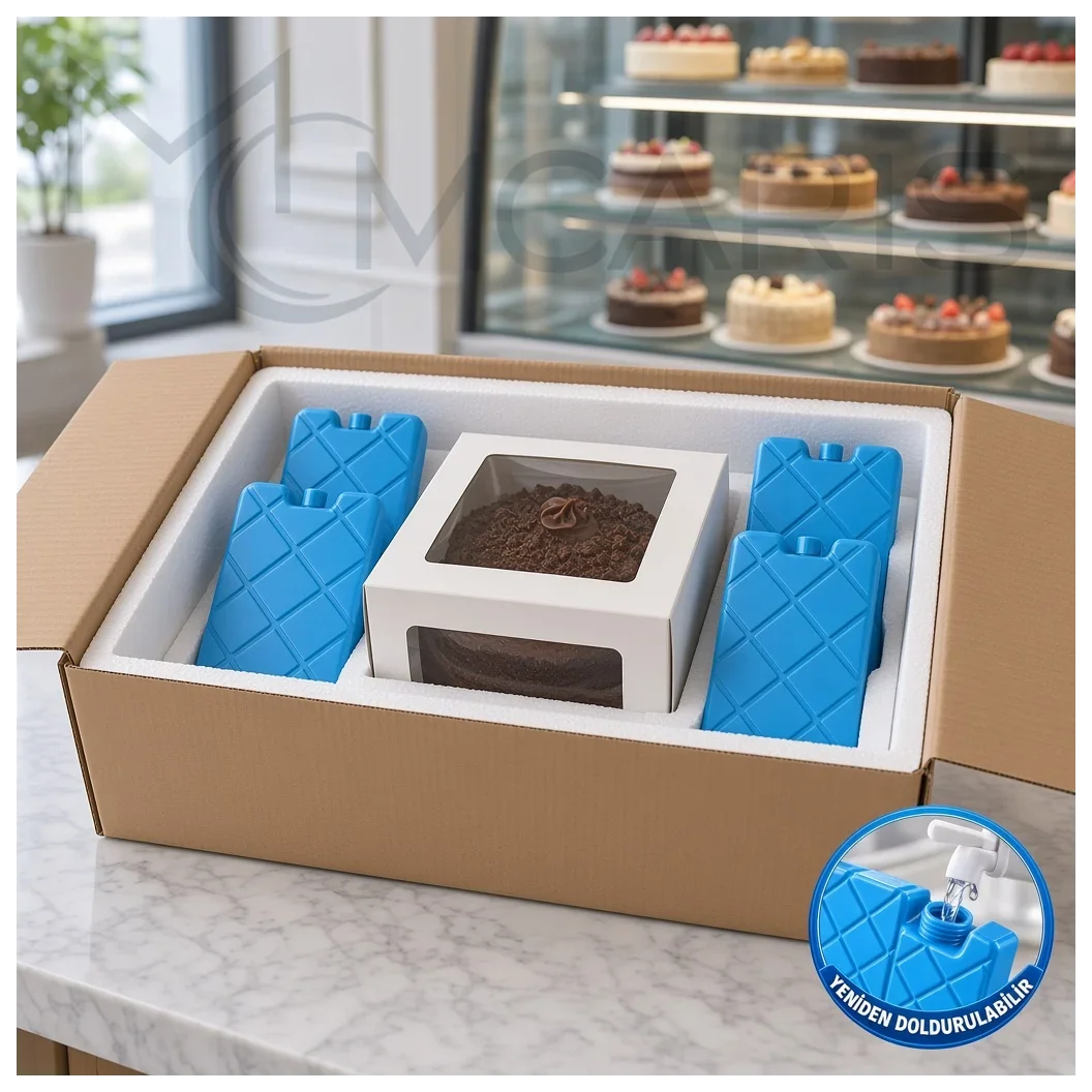 4'lü Doldurulabilir Buz Aküsü Seti - Dondurucu Buz Kasedi Ice Box Soğutucu Blok (Mavi) - Küçük Önizleme 3