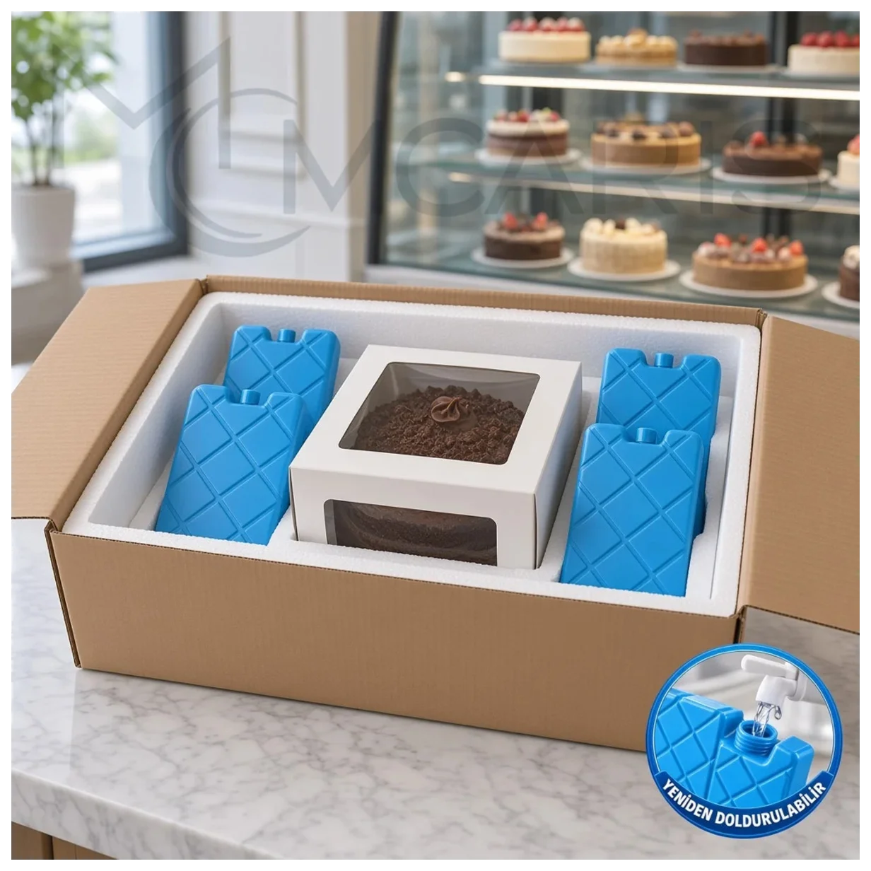 4'lü Doldurulabilir Buz Aküsü Seti - Dondurucu Buz Kasedi Ice Box Soğutucu Blok (Mavi) (Kargo Hariç) - Küçük Önizleme 3
