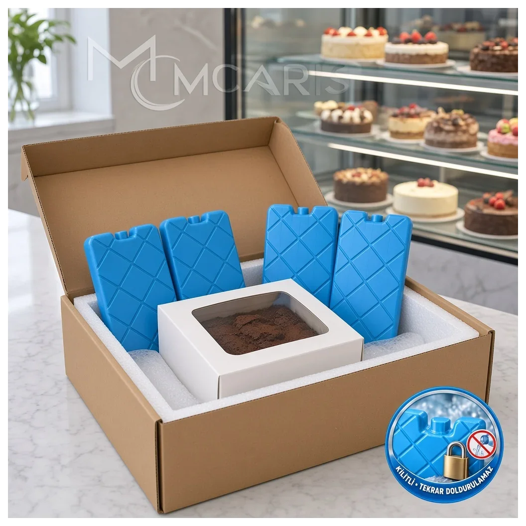 4'lü Kilitli Buz Aküsü Seti - Dondurucu Buz Kasedi Ice Box Soğutucu Blok (Mavi) - Küçük Önizleme 3