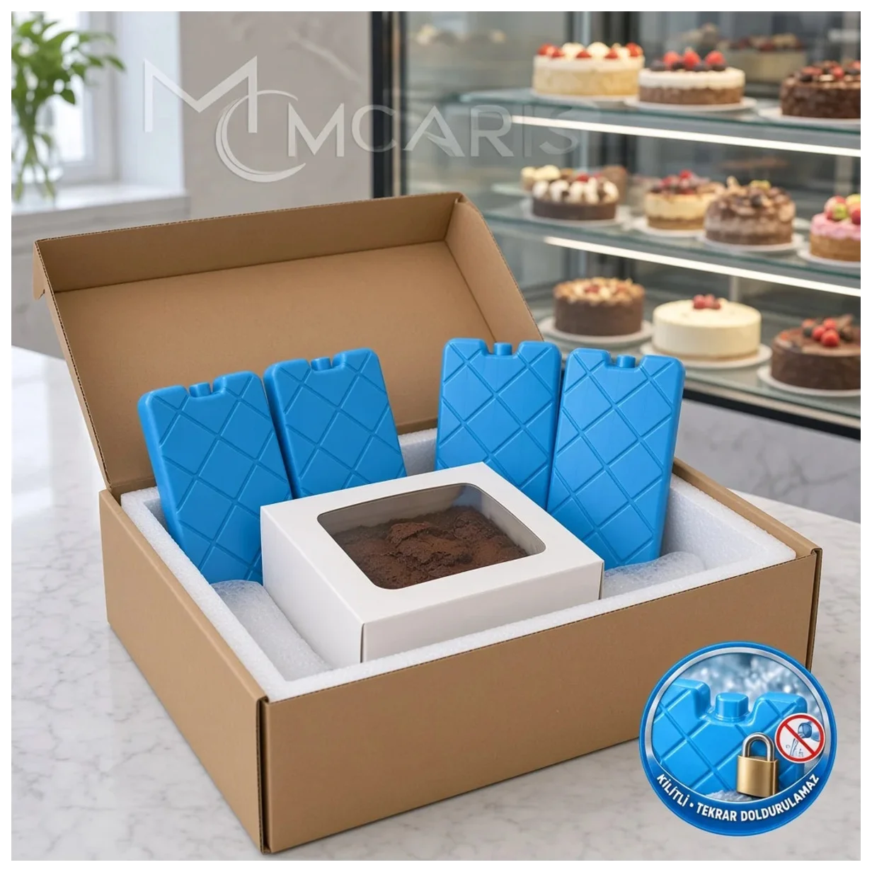 4'lü Kilitli Buz Aküsü Seti - Dondurucu Buz Kasedi Ice Box Soğutucu Blok (Mavi) (Kargo Hariç) - Küçük Önizleme 3