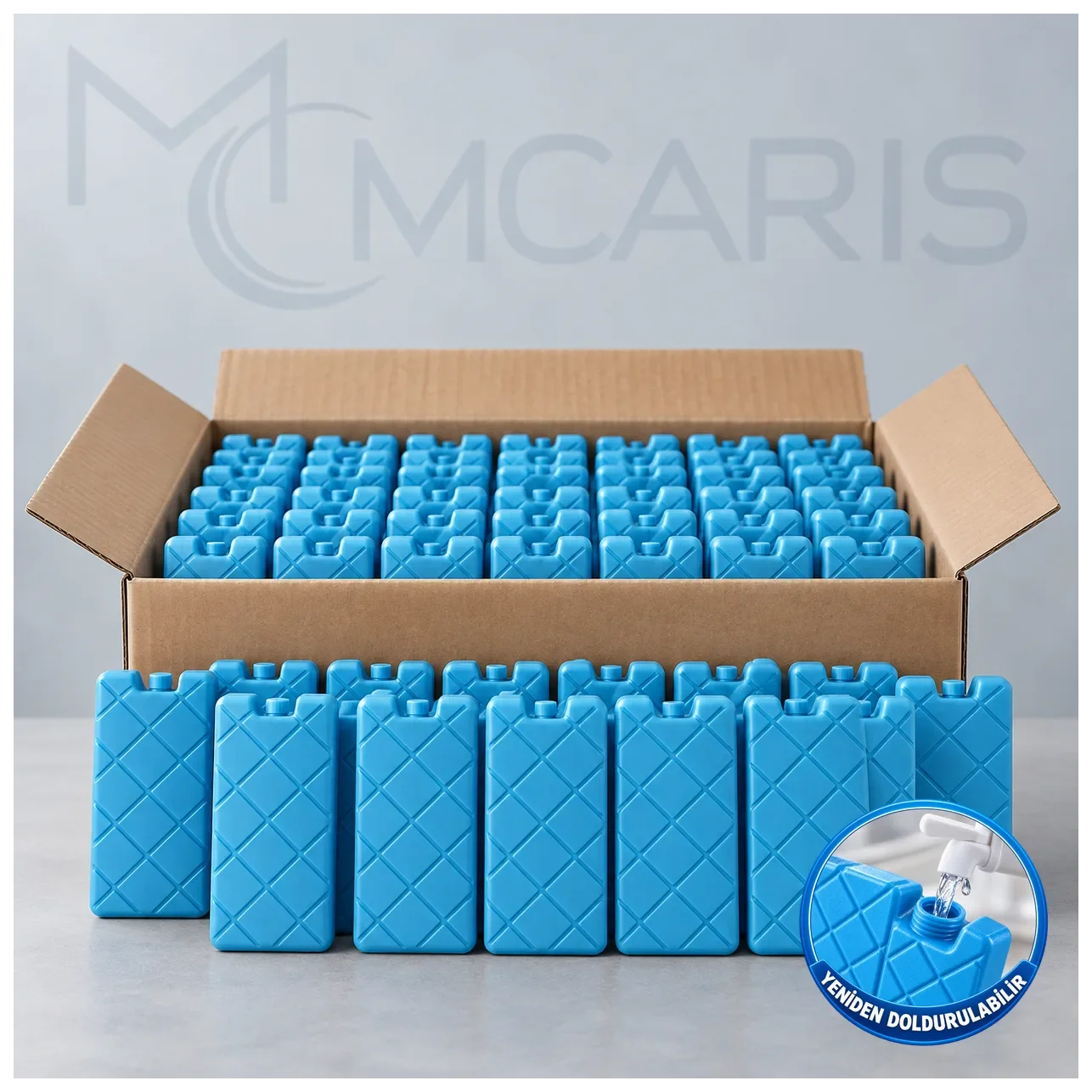 50'li Doldurulabilir Buz Aküsü Seti - Dondurucu Buz Kasedi Ice Box Soğutucu Blok (Mavi) - MCARIS Medikal Buz Aküleri ve Soğutucular
