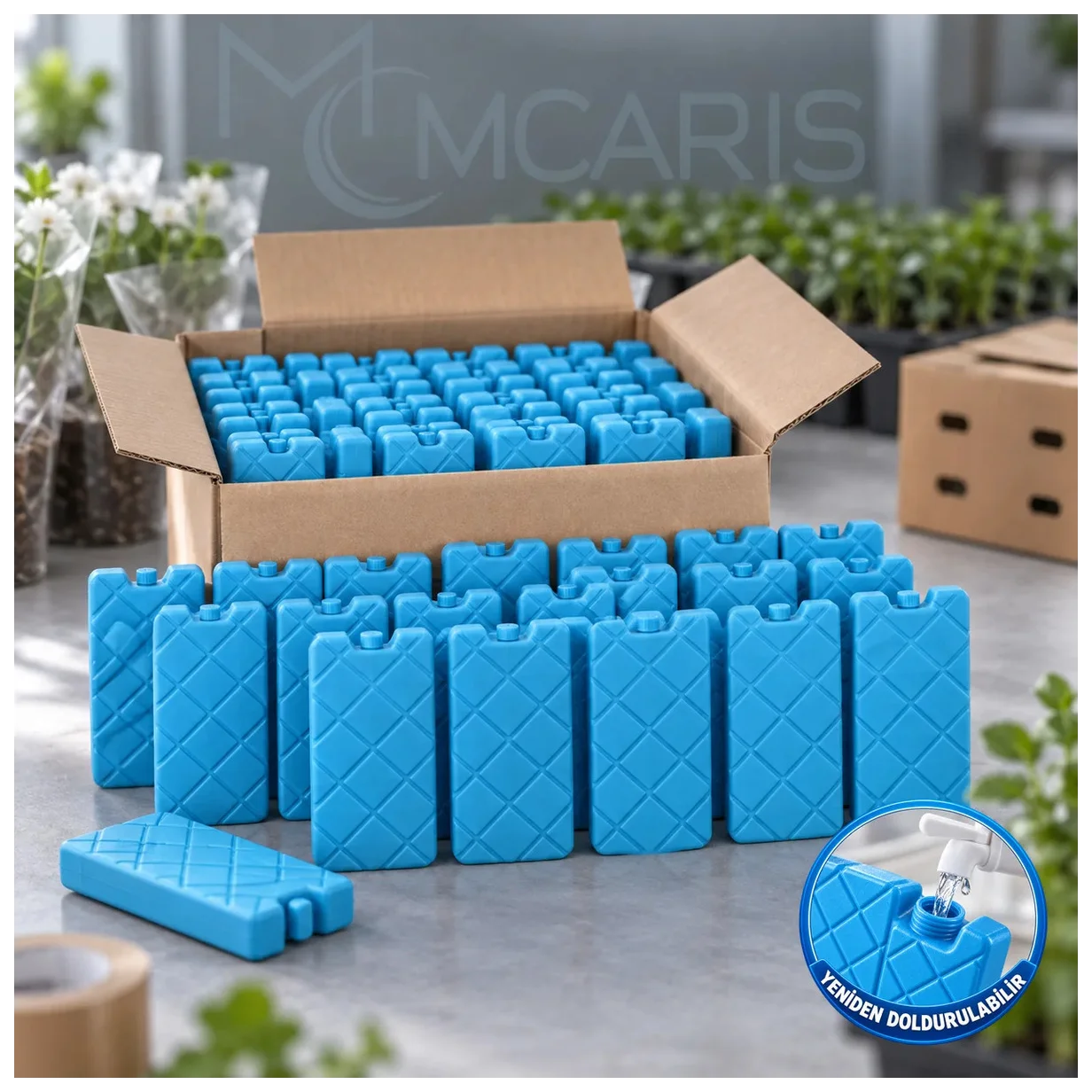 50'li Doldurulabilir Buz Aküsü Seti - Dondurucu Buz Kasedi Ice Box Soğutucu Blok (Mavi) (Kargo Dahil - Küçük Önizleme 2
