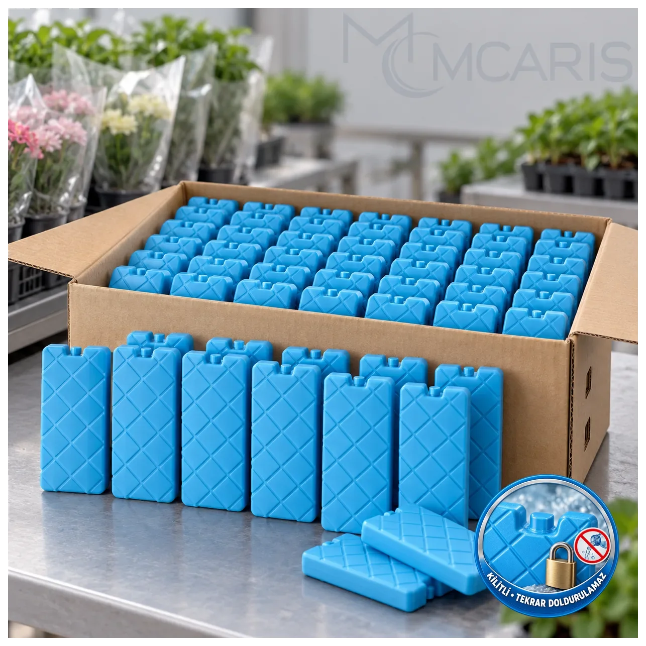 50'li Kilitli Buz Aküsü Seti - Dondurucu Buz Kasedi Ice Box Soğutucu Blok (Mavi) - Küçük Önizleme 2