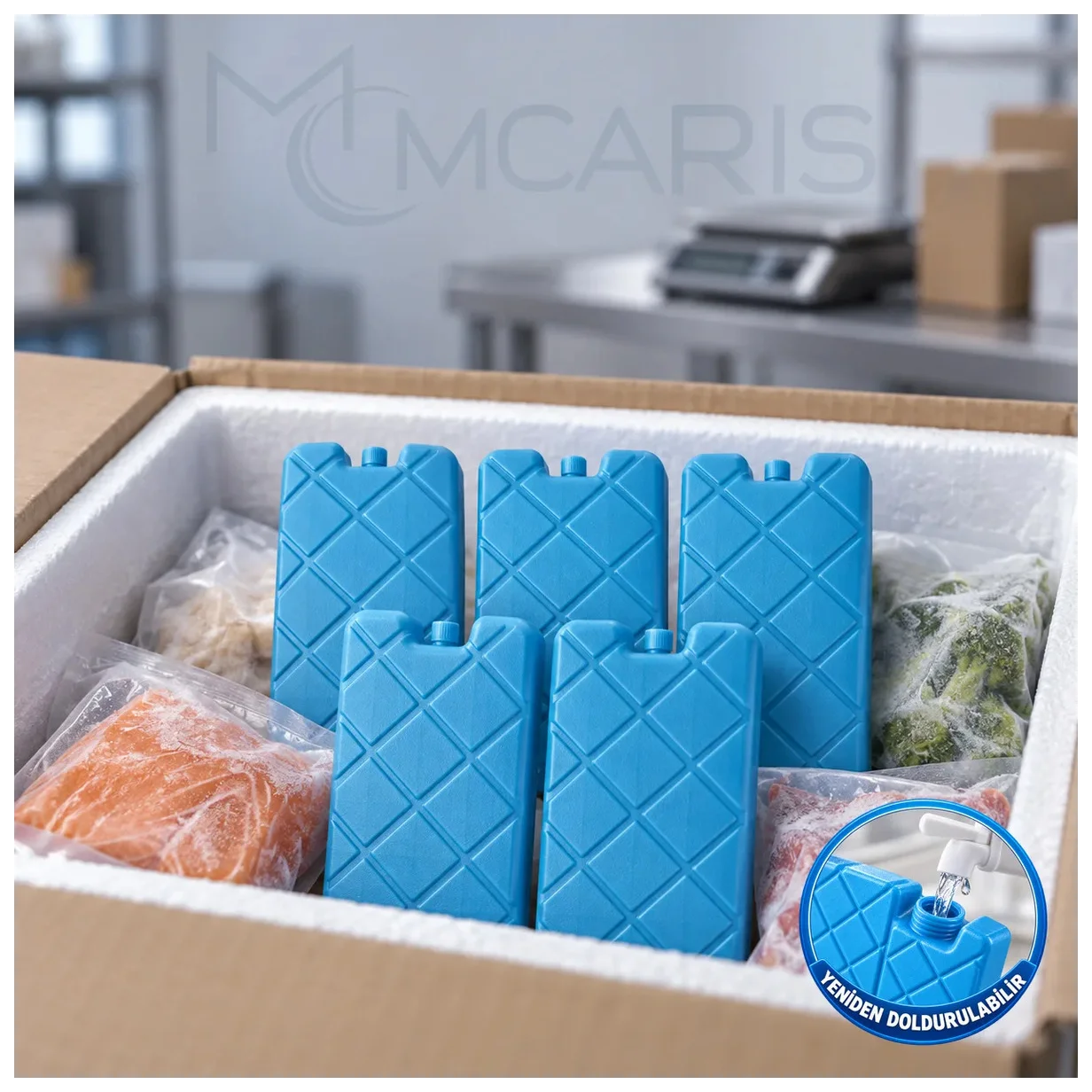 5'li Doldurulabilir Buz Aküsü Seti - Dondurucu Buz Kasedi Ice Box Soğutucu Blok (Mavi) (Kargo Dahil) - Küçük Önizleme 2