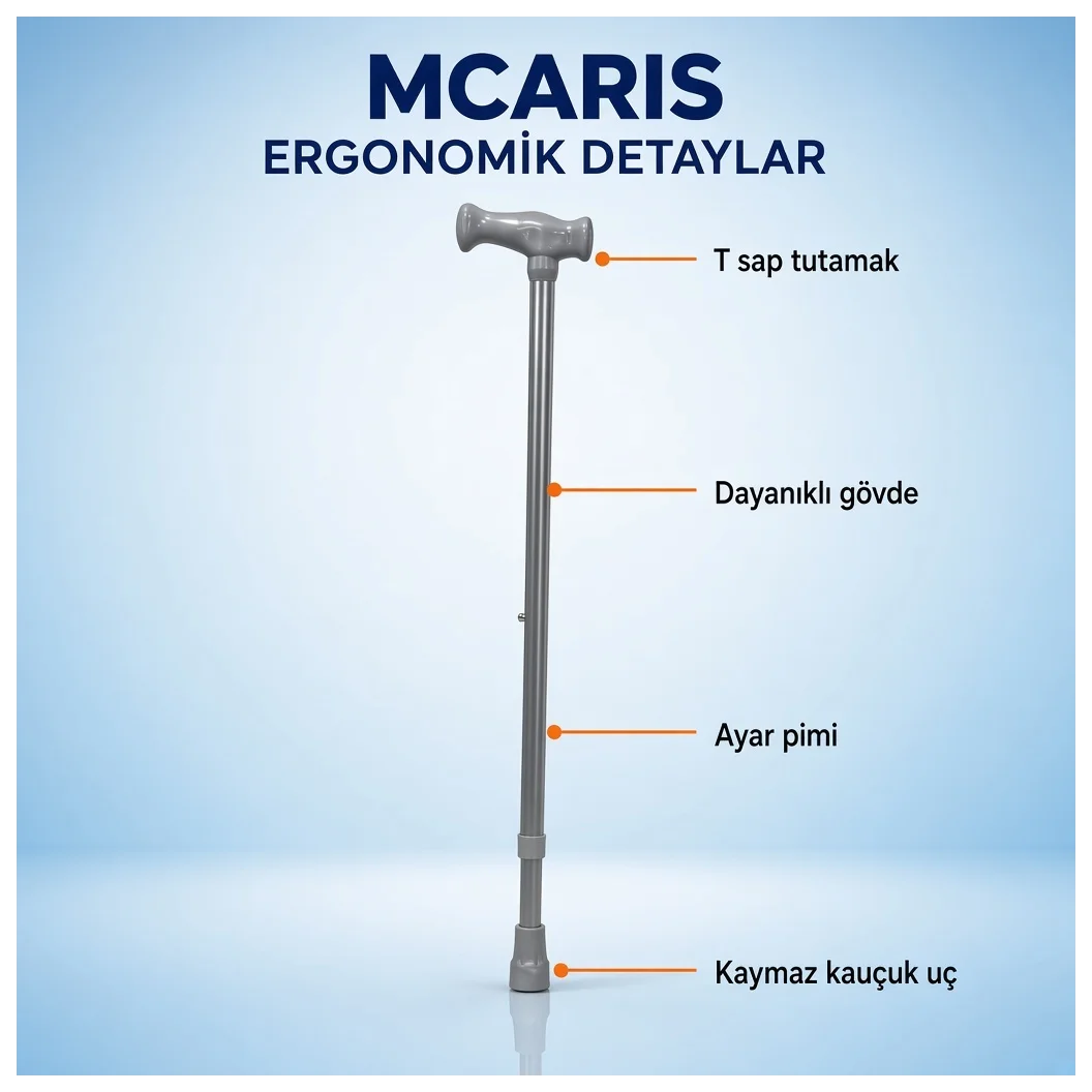 Ayarlanabilir Denge Bastonu Gri | MCARIS T Sap Baston - Küçük Önizleme 3