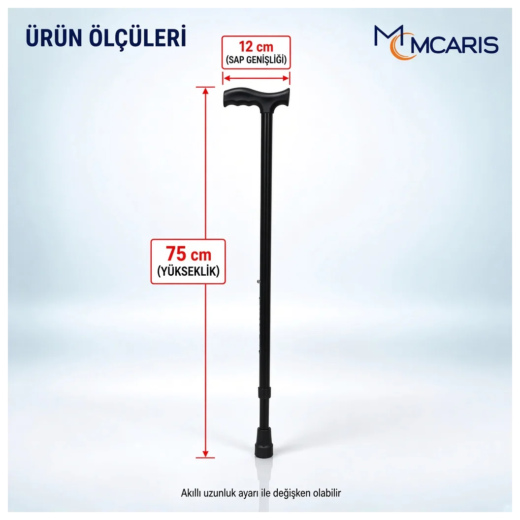 Ayarlanabilir Denge Bastonu Siyah | MCARIS T Sap Baston - Küçük Önizleme 6