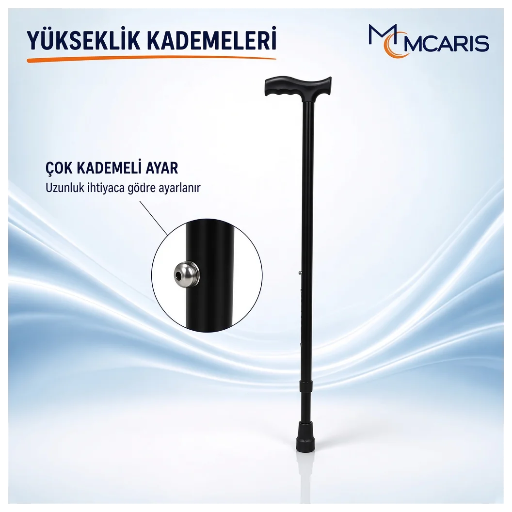 Ayarlanabilir Denge Bastonu Siyah | MCARIS T Sap Baston - Küçük Önizleme 7