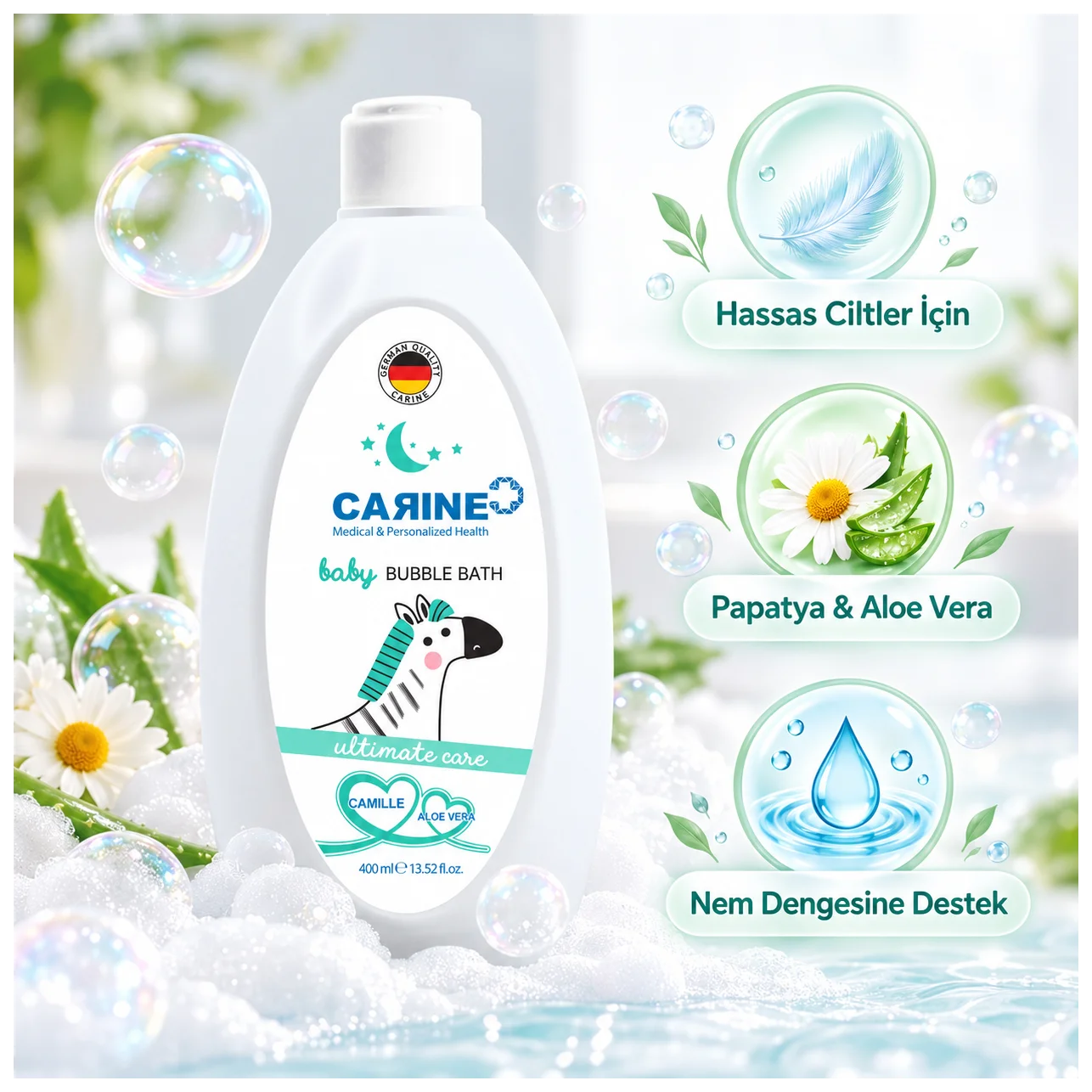 Carine Bebek Banyo Köpüğü 400 ml - Eğlenceli ve nazik temizlik - Küçük Önizleme 3