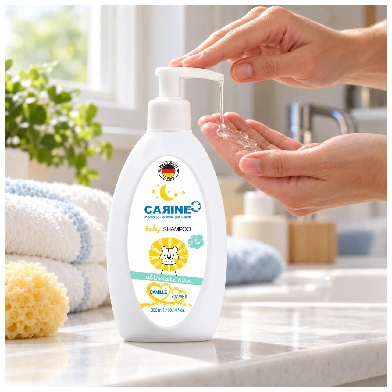Carine Bebek Şampuanı 300 ml - Nazik saç temizliği - Medikal Kozmetik Detay Görseli Carine Bebek Şampuanı 300 ml - Nazik saç temizliği - Medikal Kozmetik Orijinal Görseli (1/3) | MCARIS