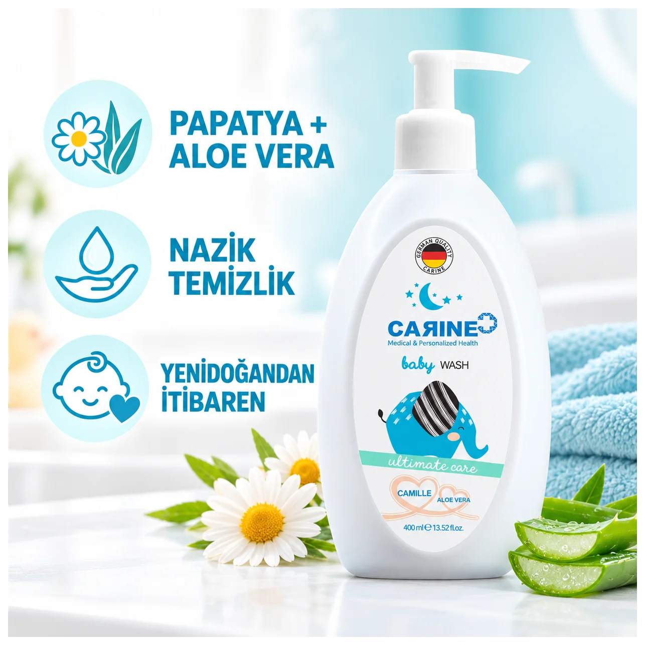 Carine Bebek Vücut Şampuanı 400 ml - Hassas cilt temizliği - Küçük Önizleme 3