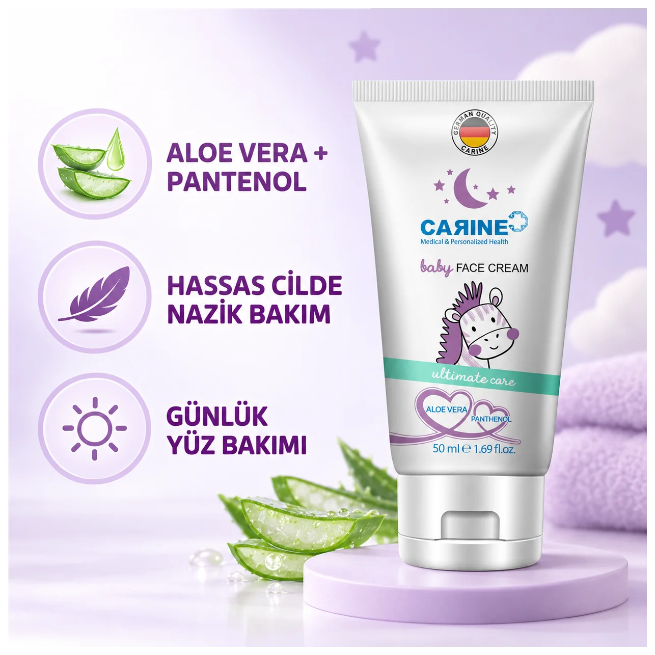 Carine Bebek Yüz Kremi 50 ml - Hassas yüz nemi - Küçük Önizleme 3