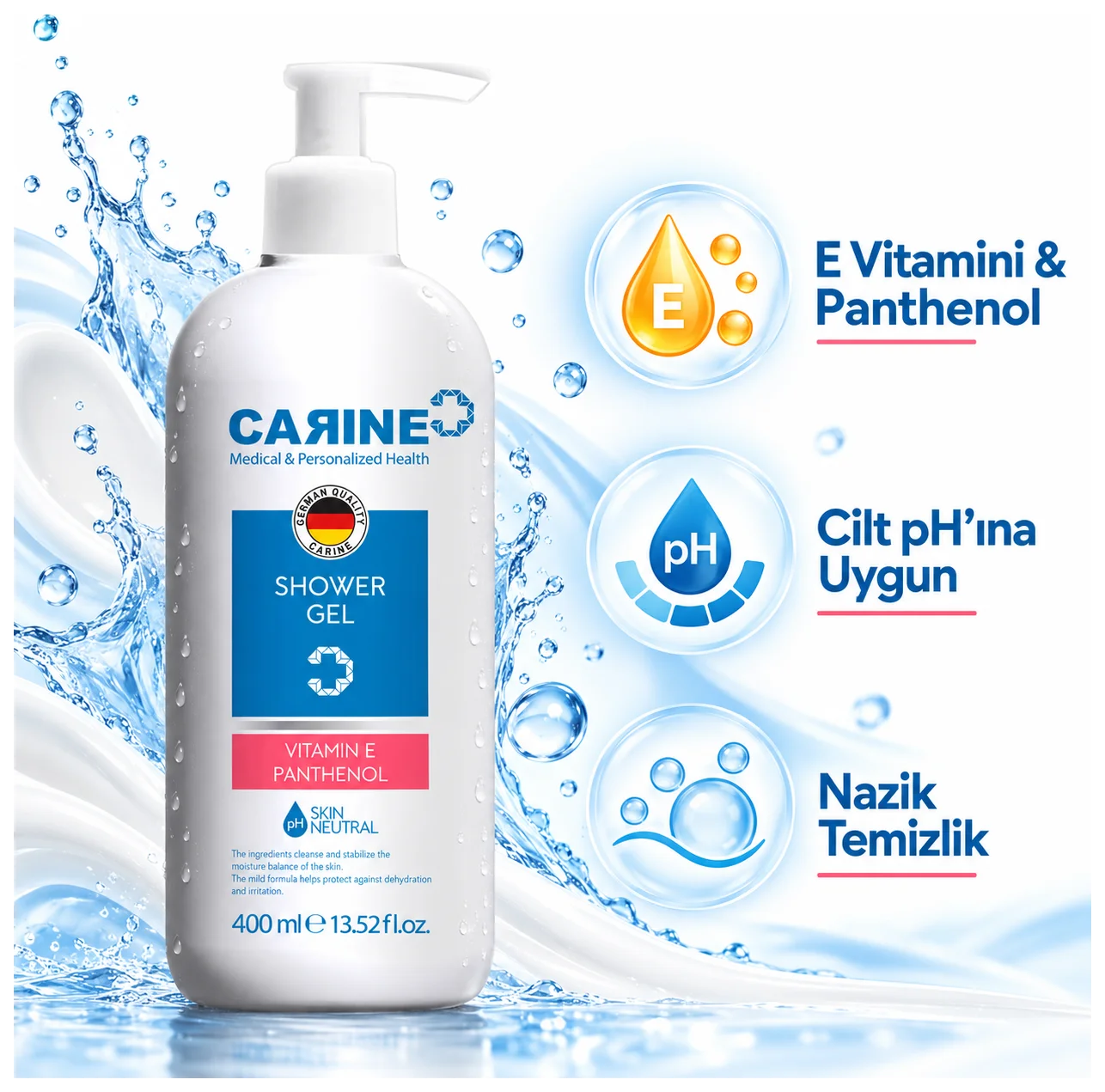 Carine Duş Jeli 400 ml - Ferahlatıcı temizlik - Küçük Önizleme 3