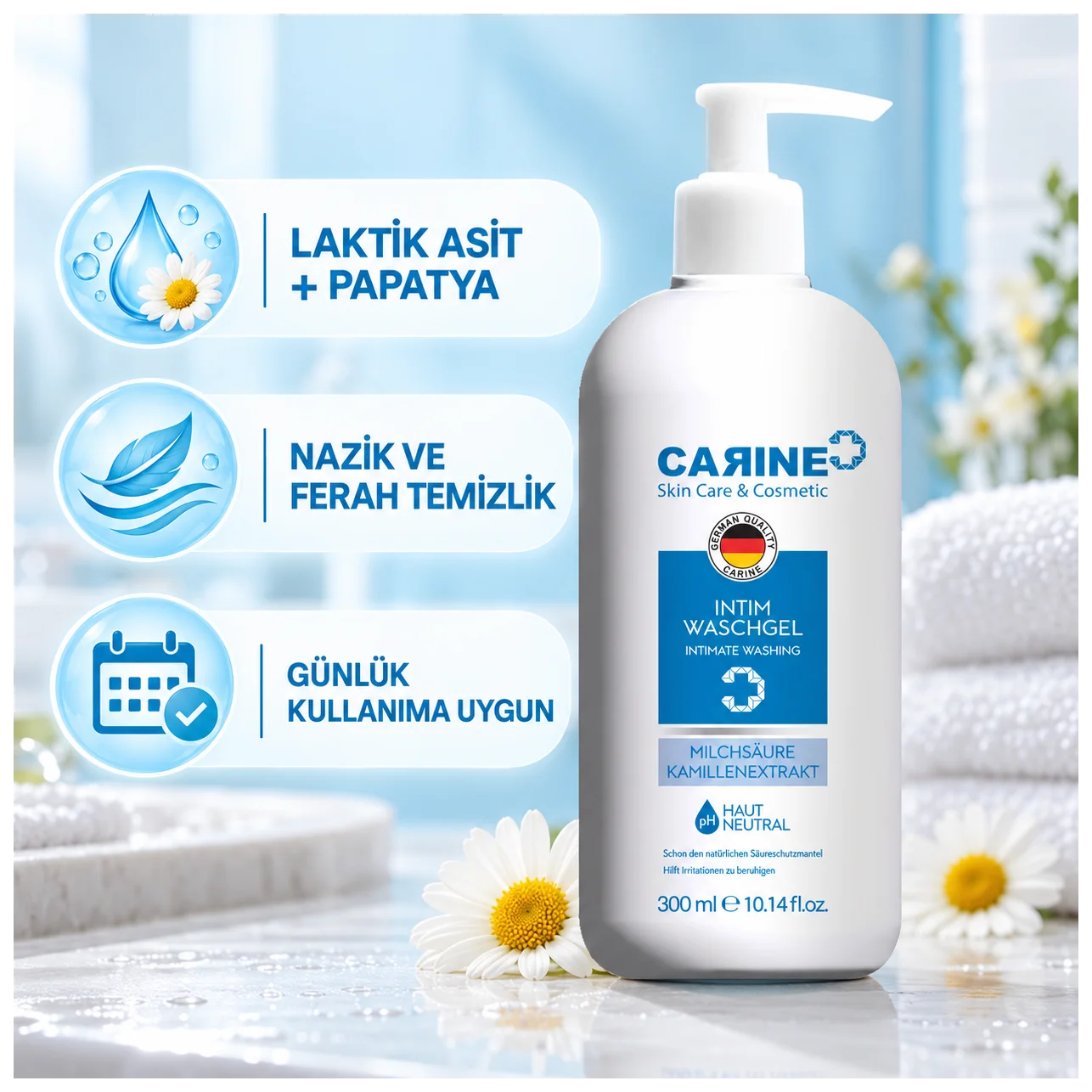 Carine Genital Yıkama Losyonu 300 ml - Nazik günlük temizlik - Küçük Önizleme 3