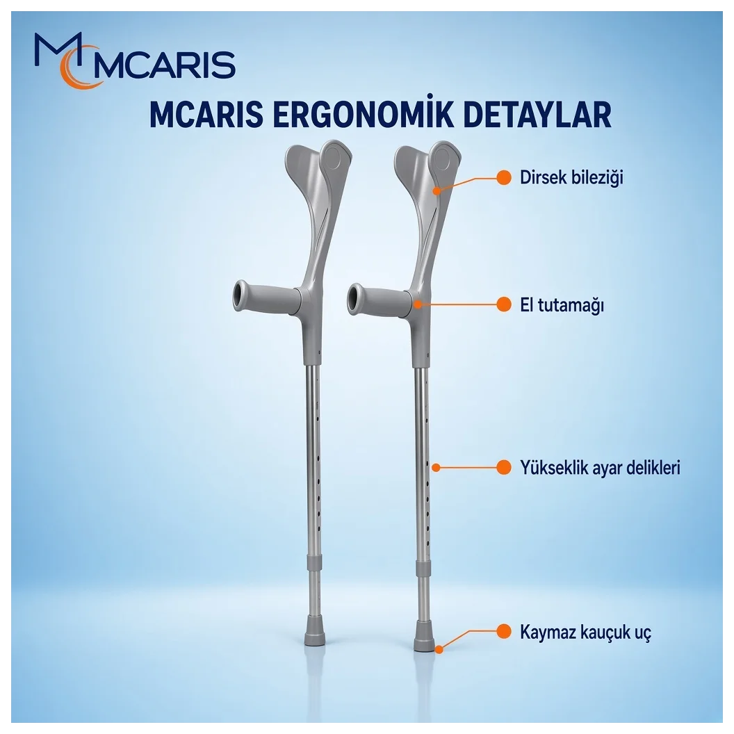 Kanatlı Kanedyen Gri | Dirsek Destekli Koltuk Değneği MCARIS - Küçük Önizleme 3