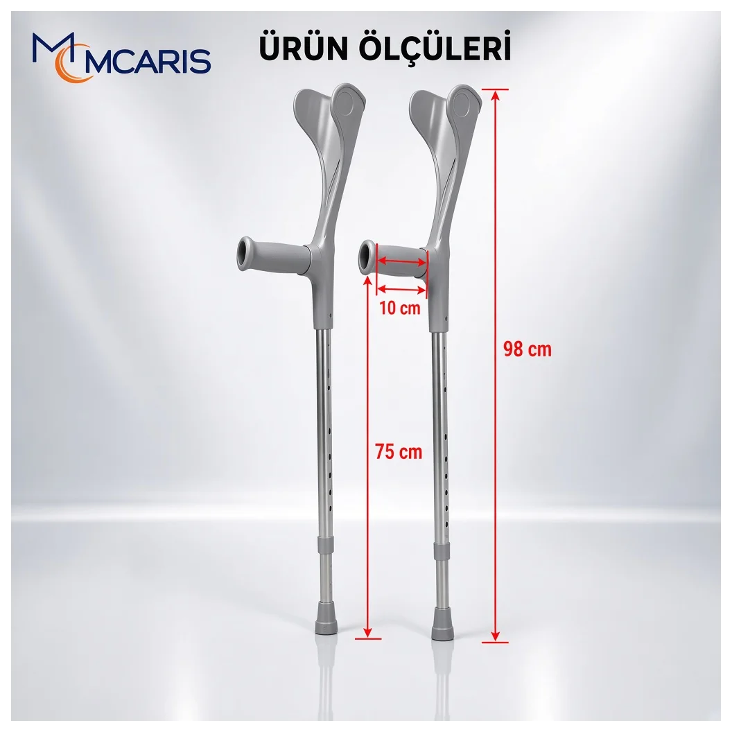 Kanatlı Kanedyen Gri | Dirsek Destekli Koltuk Değneği MCARIS - Küçük Önizleme 6