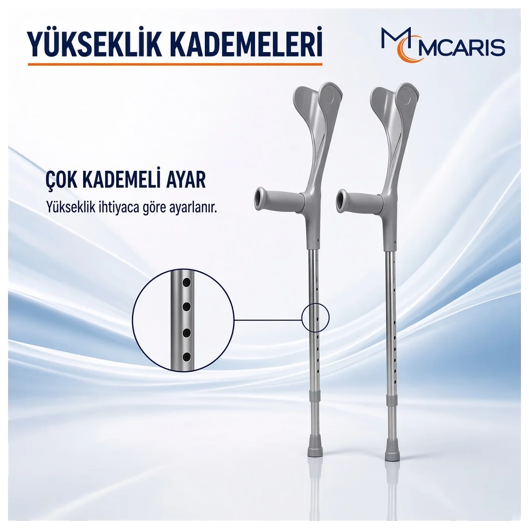 Kanatlı Kanedyen Gri | Dirsek Destekli Koltuk Değneği MCARIS - Küçük Önizleme 7
