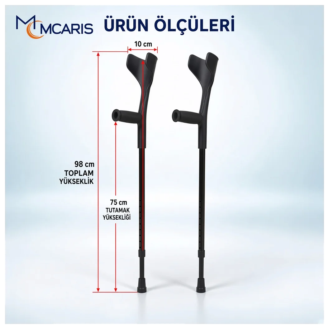 Kanatlı Kanedyen Siyah | Dirsek Destekli Koltuk Değneği MCARIS - Küçük Önizleme 6