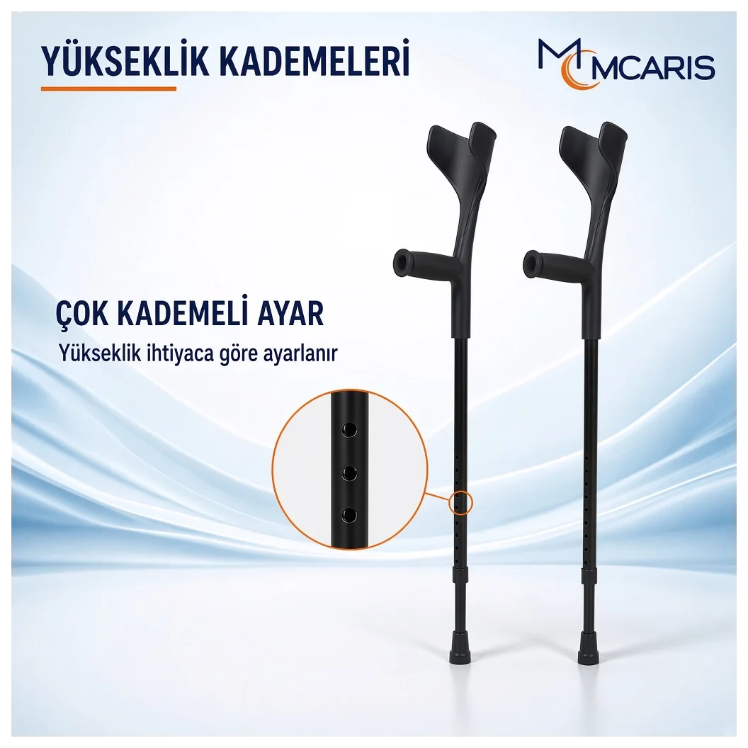 Kanatlı Kanedyen Siyah | Dirsek Destekli Koltuk Değneği MCARIS - Küçük Önizleme 7