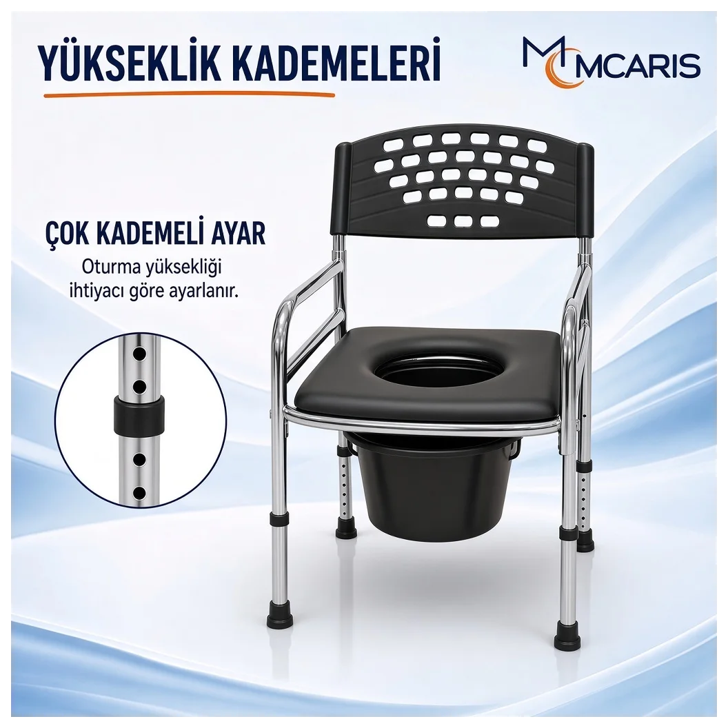Katlanabilir Tuvalet Sandalyesi Krom | MCARIS Klozetli WC - Küçük Önizleme 7