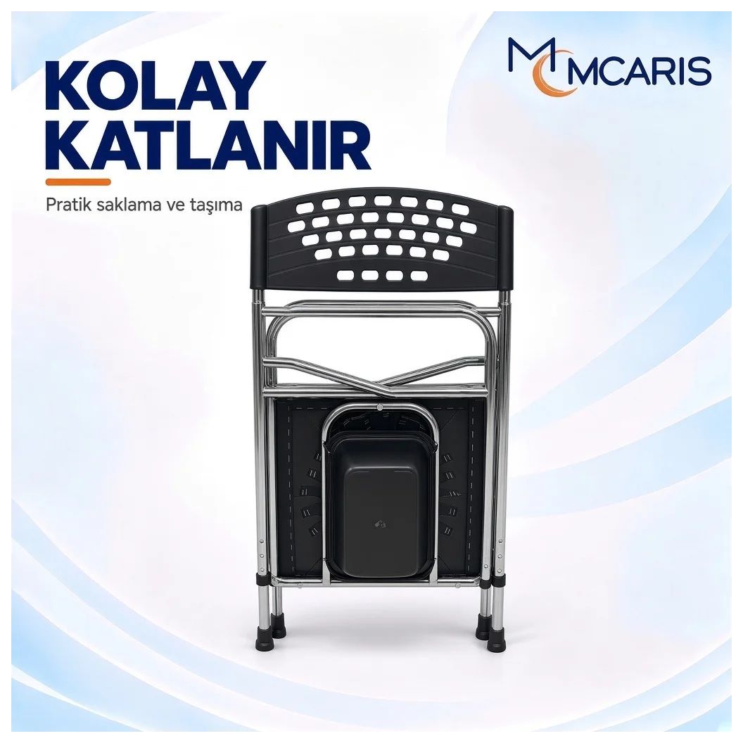 Katlanabilir Tuvalet Sandalyesi Krom | MCARIS Klozetli WC - Küçük Önizleme 8