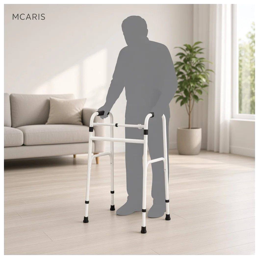 Katlanabilir Yürüteç Beyaz | MCARIS Walker Hasta Yaşlı Yürüteci | Boru Çapı 25 mm - Küçük Önizleme 4