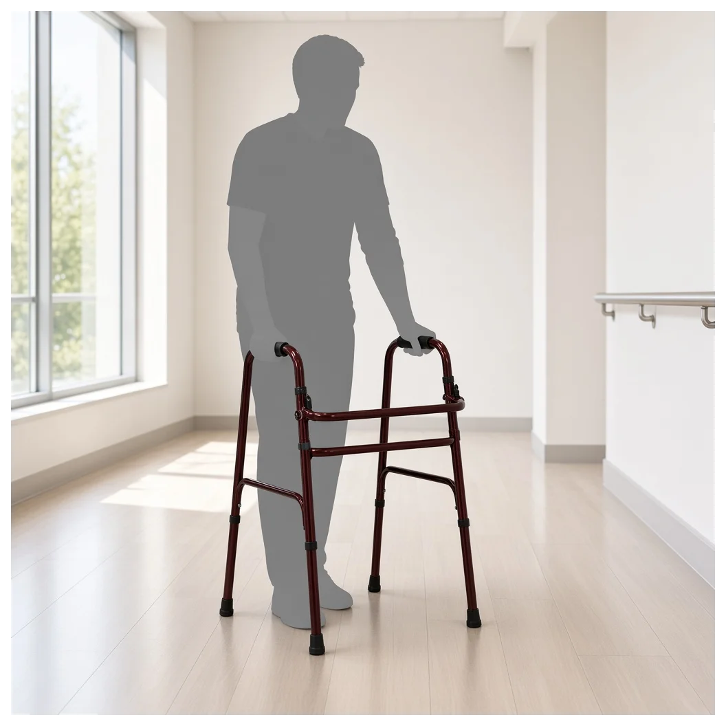 Katlanabilir Yürüteç Bordo | MCARIS Walker Hasta Yaşlı Yürüteci | Boru Çapı 25 mm - Küçük Önizleme 4