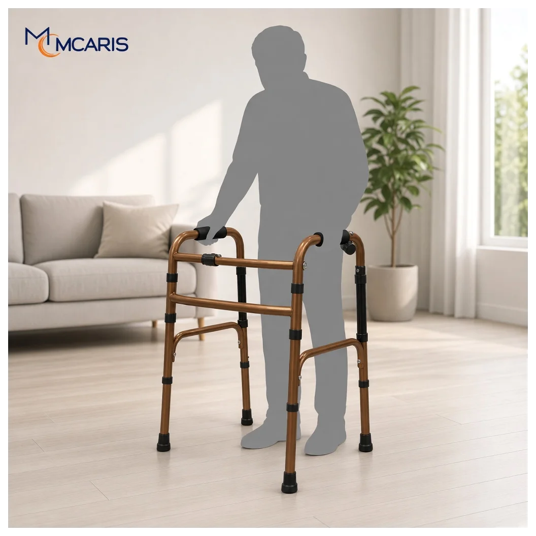 Katlanabilir Yürüteç Bronz | MCARIS Metal Walker | Boru Çapı 25 mm - Küçük Önizleme 4
