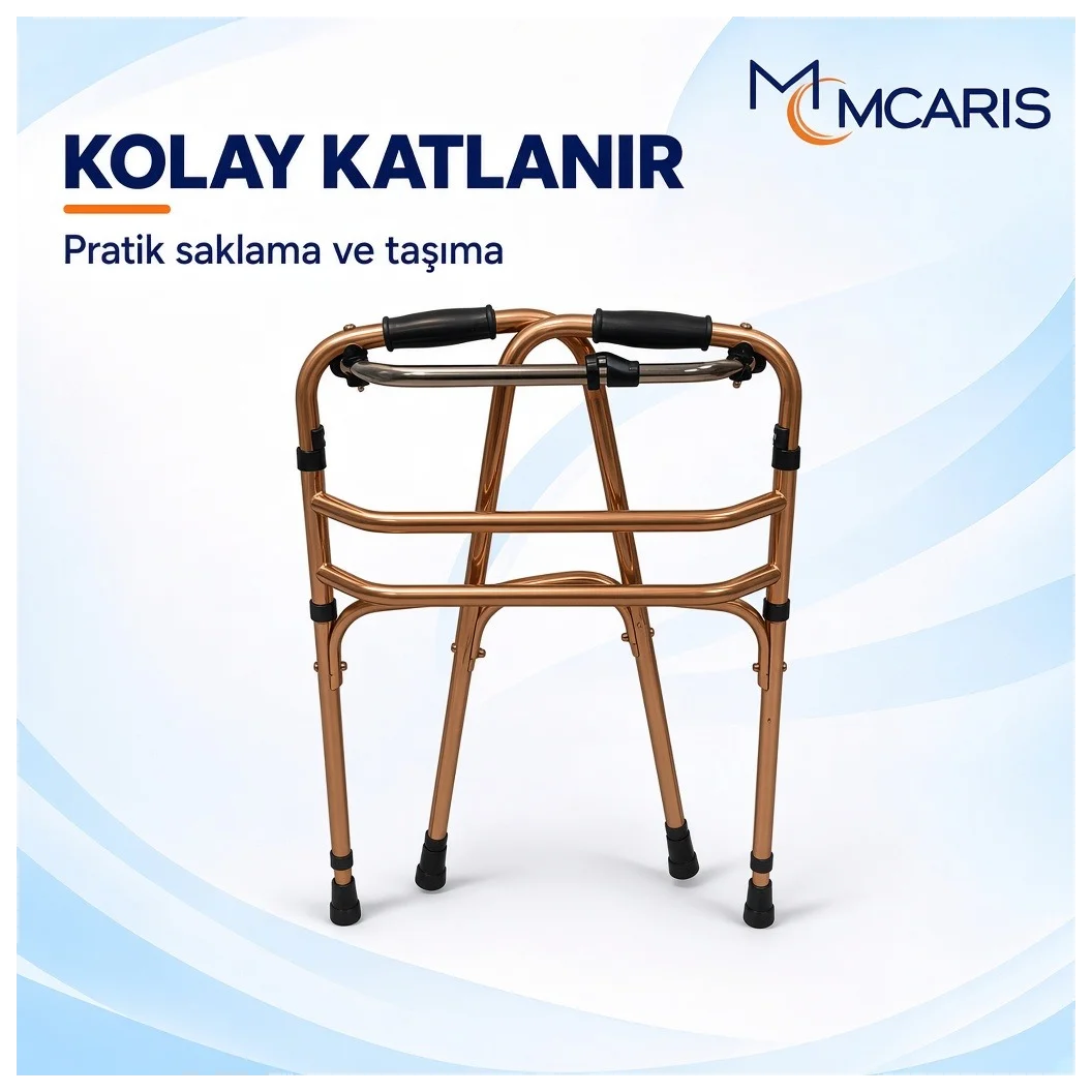 Katlanabilir Yürüteç Bronz | MCARIS Metal Walker | Boru Çapı 25 mm - Küçük Önizleme 8