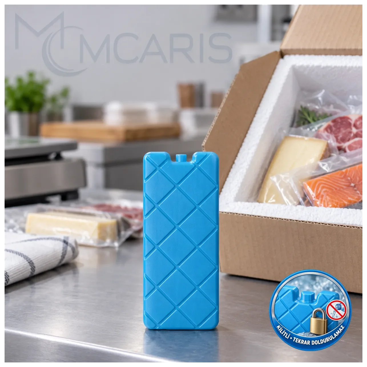 Kilitli Buz Aküsü - Dondurucu Buz Kasedi Ice Box Soğutucu Blok (Mavi) - Küçük Önizleme 2