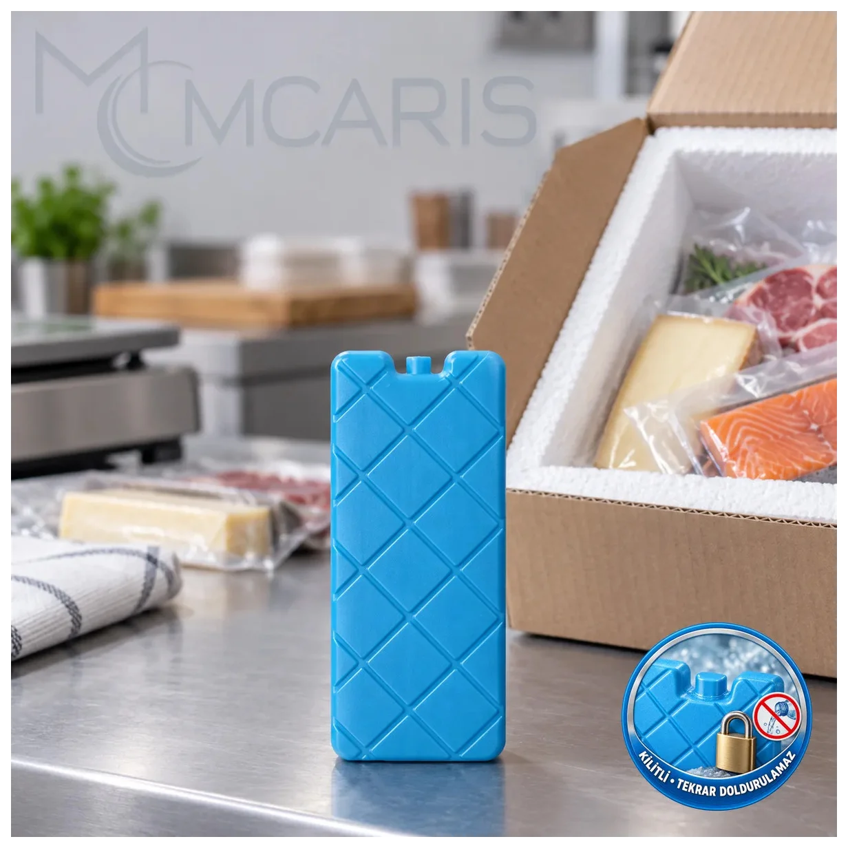 Kilitli Buz Aküsü - Dondurucu Buz Kasedi Ice Box Soğutucu Blok (Mavi) (Kargo Hariç) - Küçük Önizleme 2