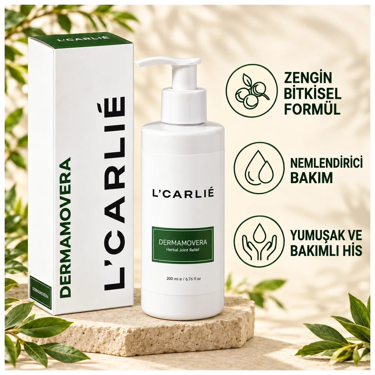 L'Carlie DermaMovera Masaj Kremi 200 ml - Bitkisel masaj rahatlığı - Küçük Önizleme 3