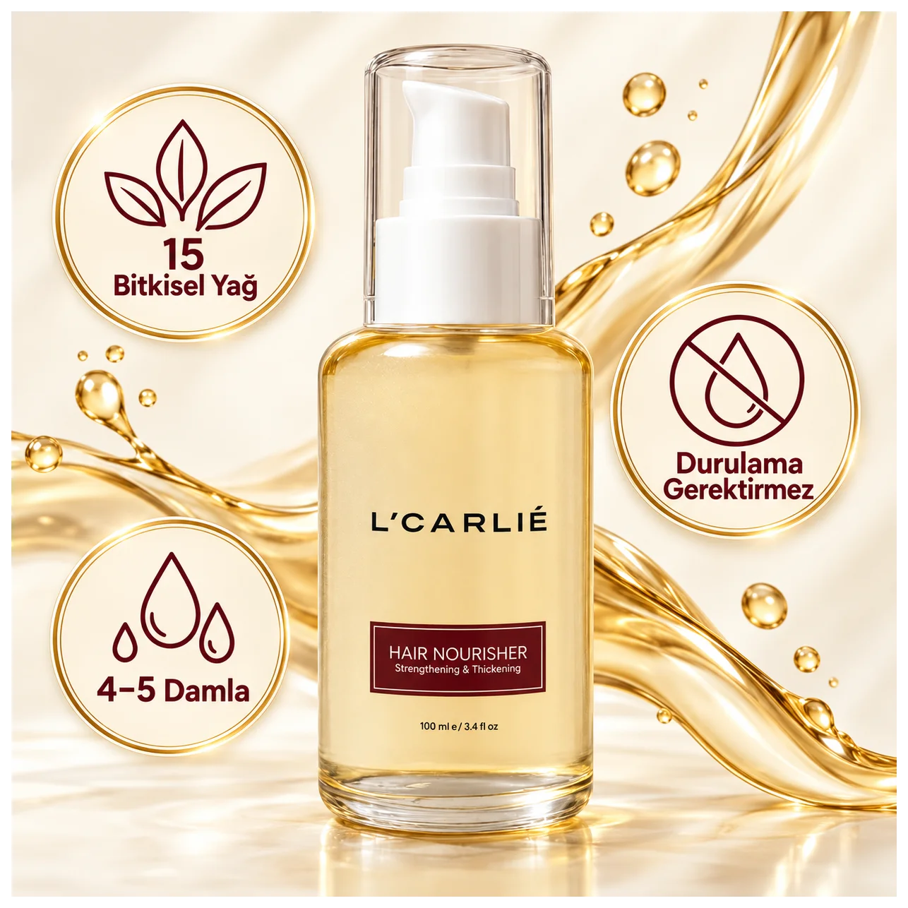 L'Carlie Hair Nourisher Saç Yağı - Besleyici parlaklık - Küçük Önizleme 3
