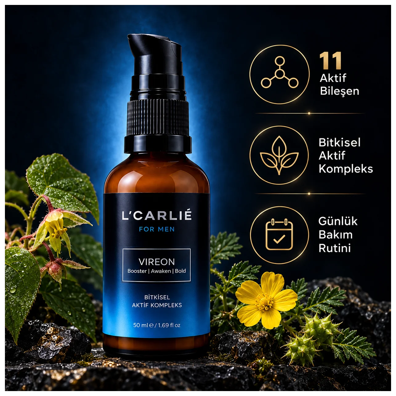 L'Carlie Vireon Erkek Bakım Kremi - Erkek cildi nem bakımı - Küçük Önizleme 3