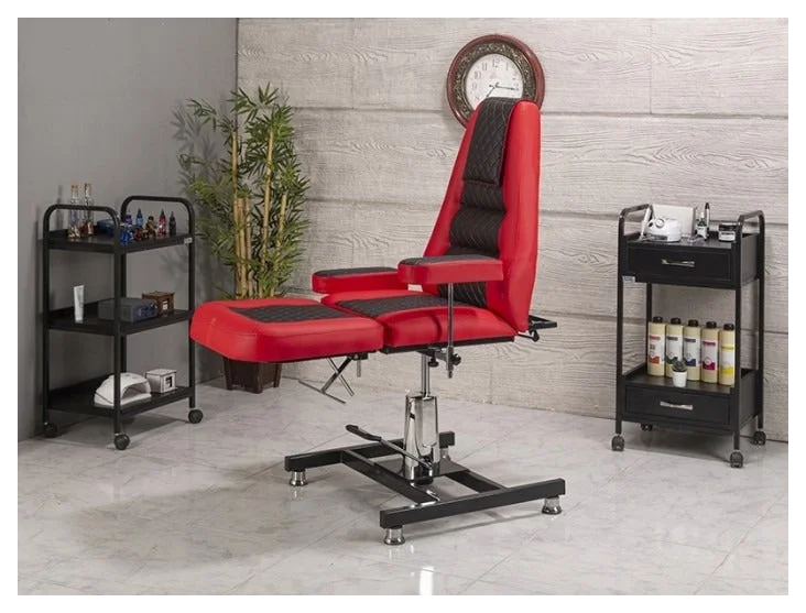 Royal Hidrolikli Dövme Tattoo Koltuğu | Kırmızı - Siyah - Küçük Önizleme 5
